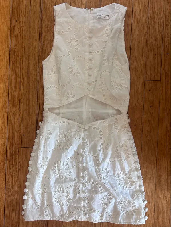 White Eyelet Mini Dress - Image 2