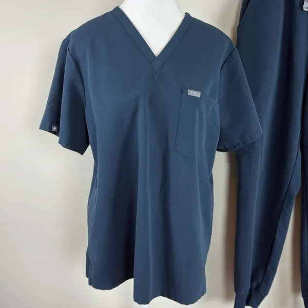 Figs Navy Blue Scrub Top & Pant Set Size XL Top & Large Bottom - Image 2