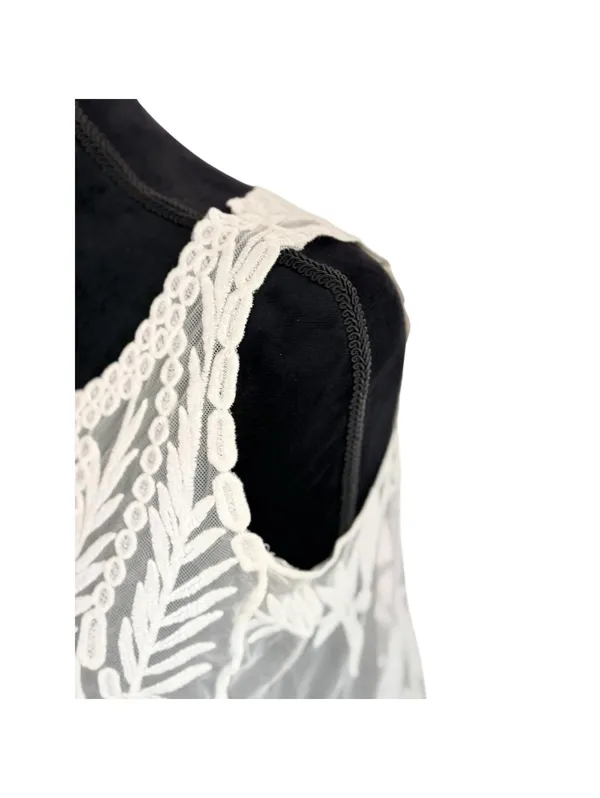 Laundry by Shelli Segal Women's Lace Y2K Boho Festival Sheer Tank Top - Image 3