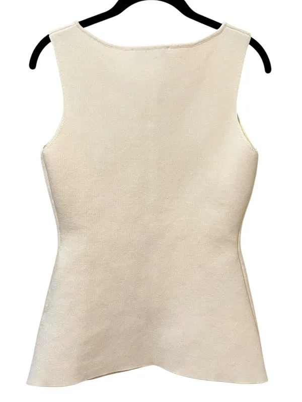 Zara Cream Knit Vest Top Small Gold Buttons - Image 4