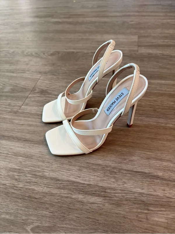 Steve Madden White Slingback High Heel Sandals in Grade White, Size 5.5 - Image 2