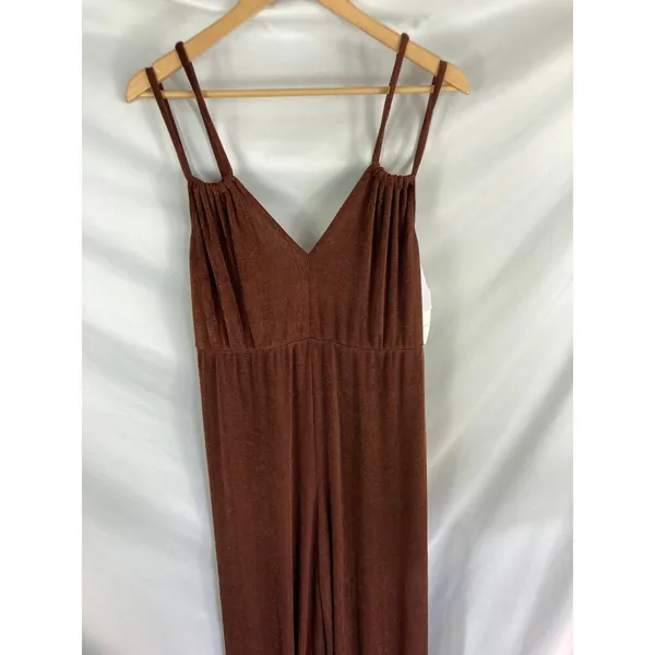 NWT Topshop Cutout Strappy Wide Leg Jumpsuit Brown Size Large - Image 4