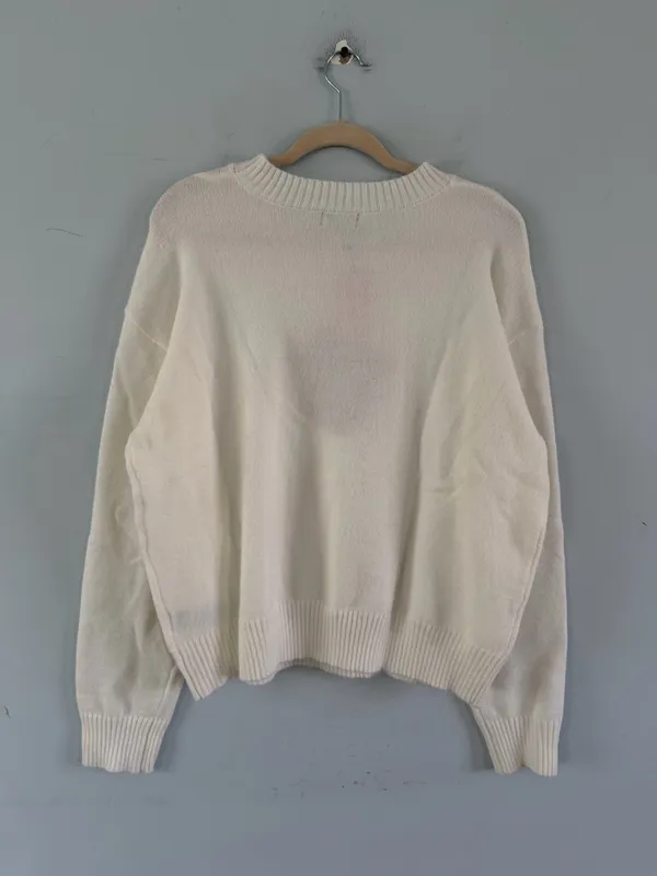 NWT‎ Edikted So Preppy White Crest Logo Cotton Crewneck Sweater - Image 4