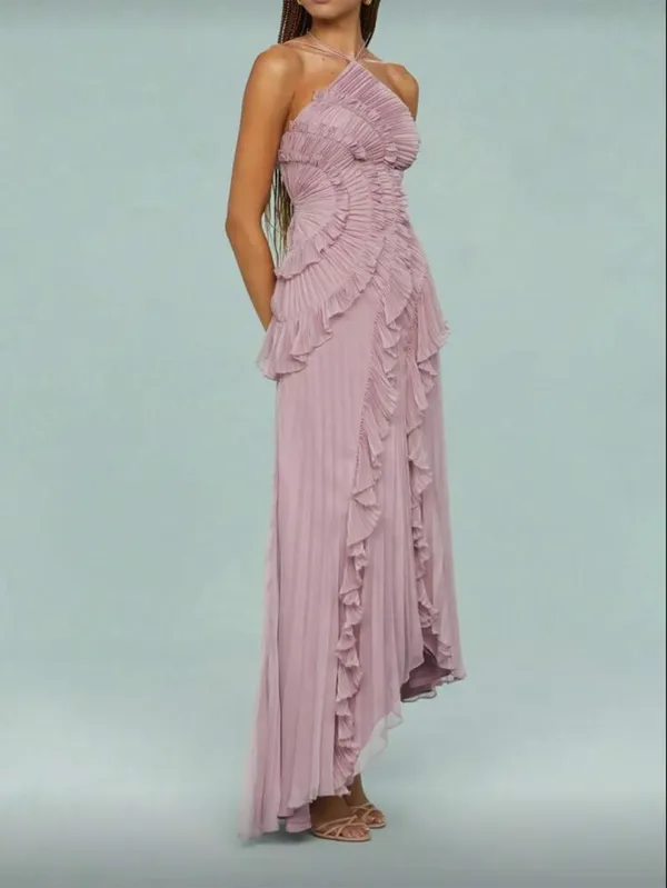 Dusty Pink Ruffle Dress - Image 2