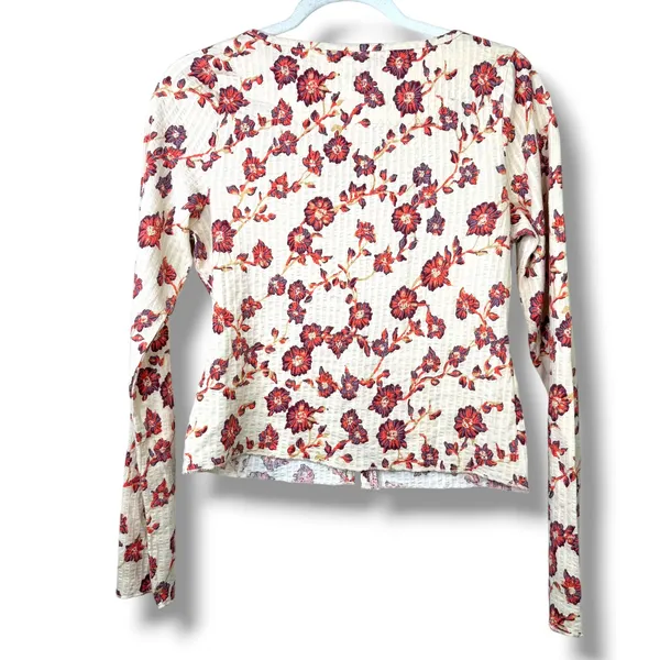 NEW Free People Tilly Tea Combo Ivory Floral Button Front Cotton Long Sleeve Top - Image 7