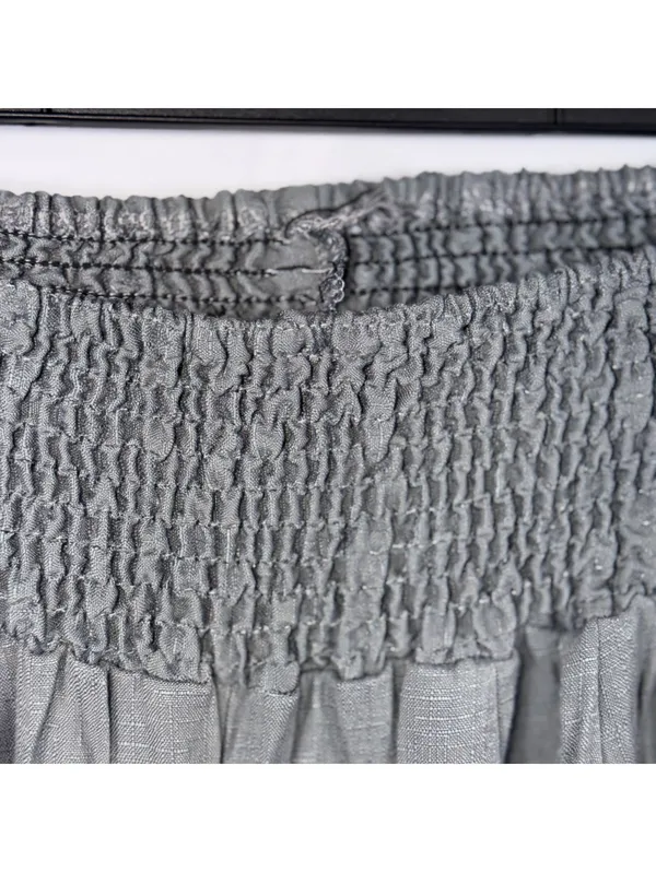 Black Smocked Waist Wide Leg Pants Size M - Image 5