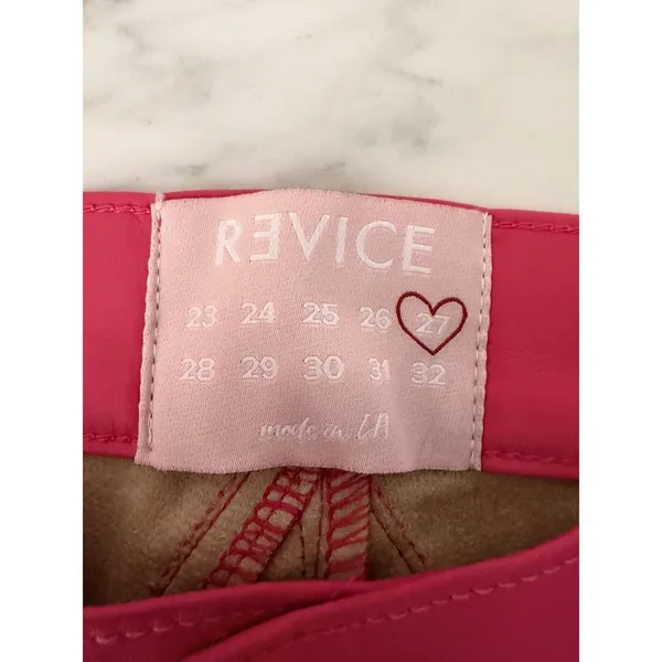 Revice Denim‎ Venus Flares Pink Halo Vegan Leather Star Seam Pants Womens 27 NEW - Image 10