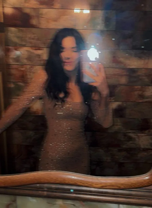 Windsor Long Sleeve Rhinestone Mesh Mini Dress - Image 3