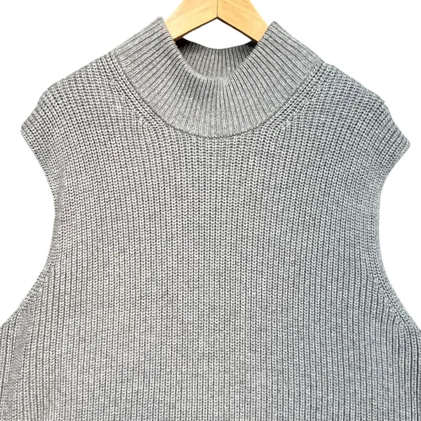 Abercrombie & Fitch Women's Knit‎ Sleeveless Top Mock Neck Gray Sweater Vest XL - Image 4