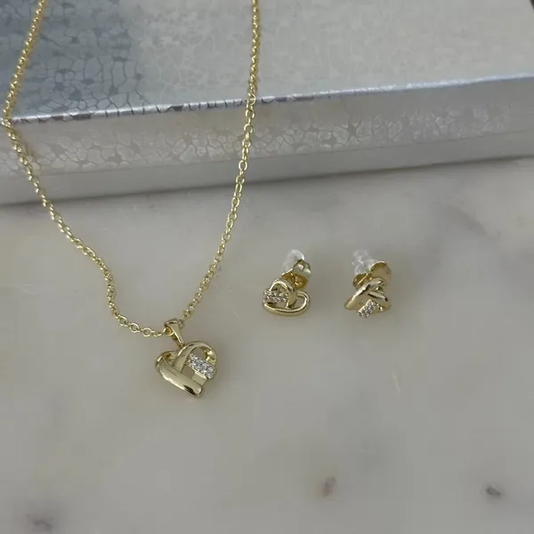 14K Gold Plated XP Women Set Necklace Chain Earring Heart Oro Laminado Everyday - Image 3