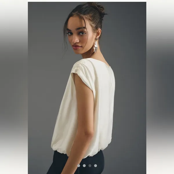 New With Tags By Anthropologie Silky Boatneck Blouse Sz M - Image 4
