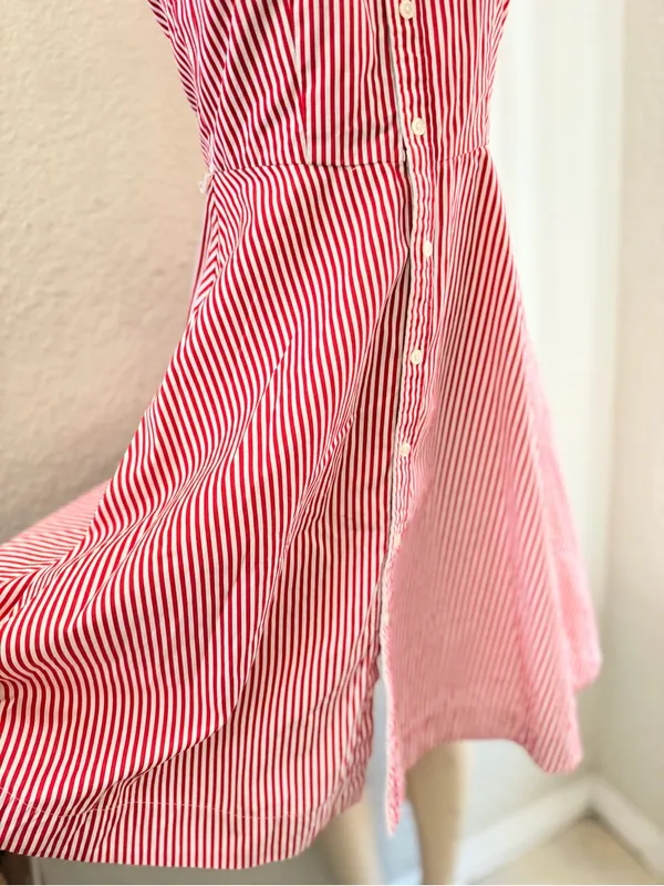 Ralph Lauren Sport red and white striped halter-style sleeveless shirt dress 2 - Image 12