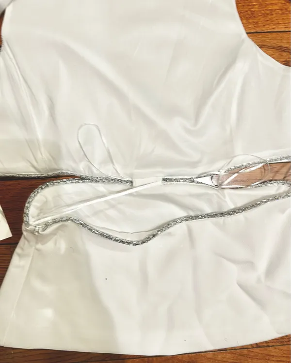 ZARA NWT viral TIK TOK White Jeweled Rhinestone Embellished Cutout Top XL - Image 16