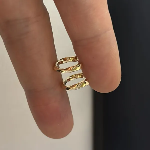 13mm Small Hoop Earrings for Women Irregularly Twisted Design Gold Hoop - Image 4