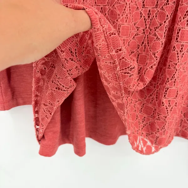 Logo Lounge Lace Back Zip Cardigan Sz M Terracotta Lagenlook Boho Artsy Layer - Image 7