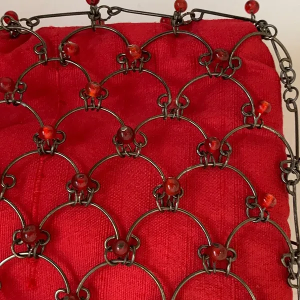 Eye Ful Bag Handbag Purse Red Metal Beaded Party Dressy Small Handbag NEW - Image 15