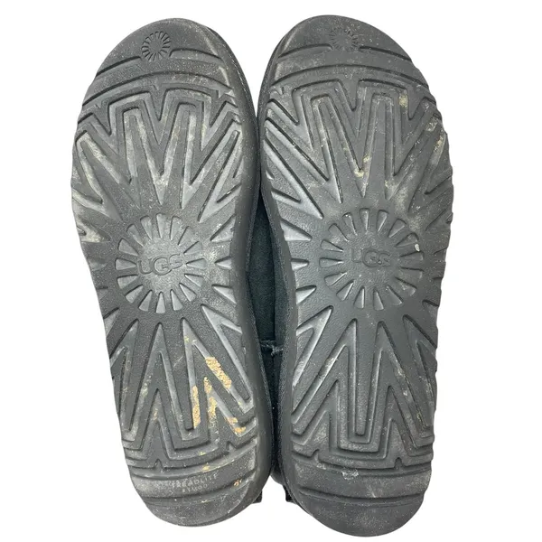 UGG Classic Mini Gray Suede Sheepskin Shearling Slip On Round Toe Ankle Boots 10 - Image 4