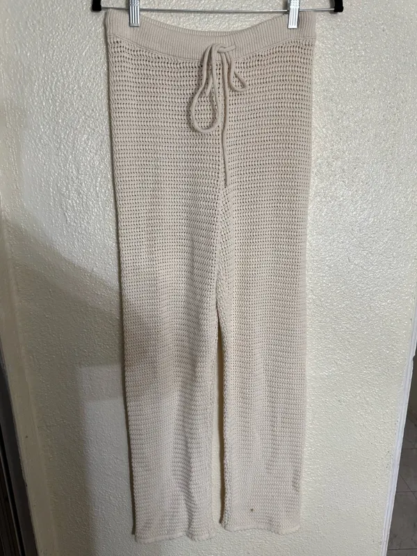 Reformation Cream Rosso Open Knit Organic Cotton Pants size Small - Image 4