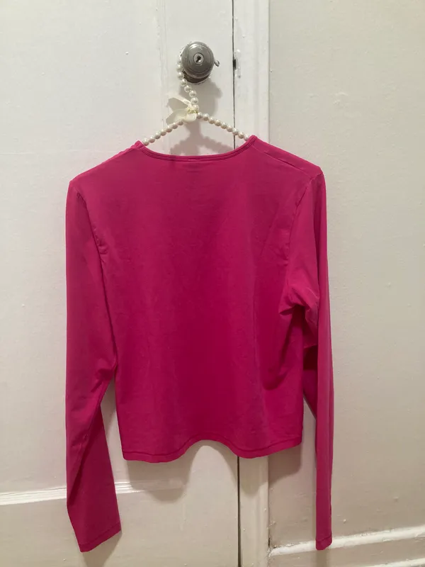 SKIMS NWT Cropped Long Sleeve T-Shirt Top AP-LGS-1370 Raspberry 2X - Image 6