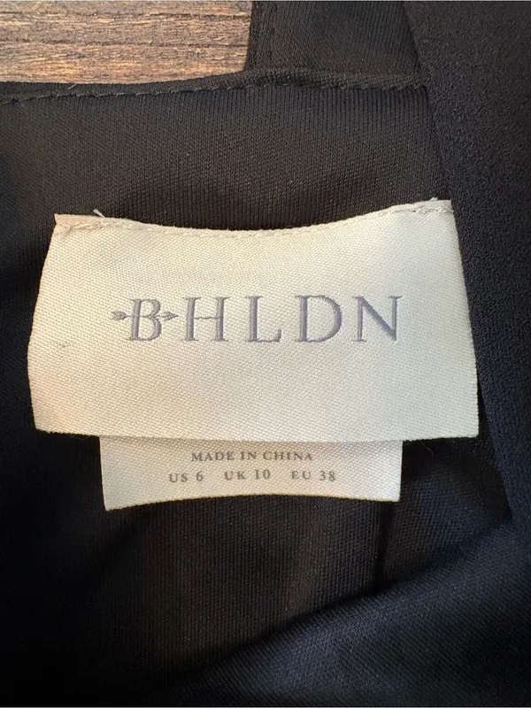 BHLDN Danica Dress Women 6 Black Excellent V-Neck Back Sash Tie Sheath Dress - Image 7