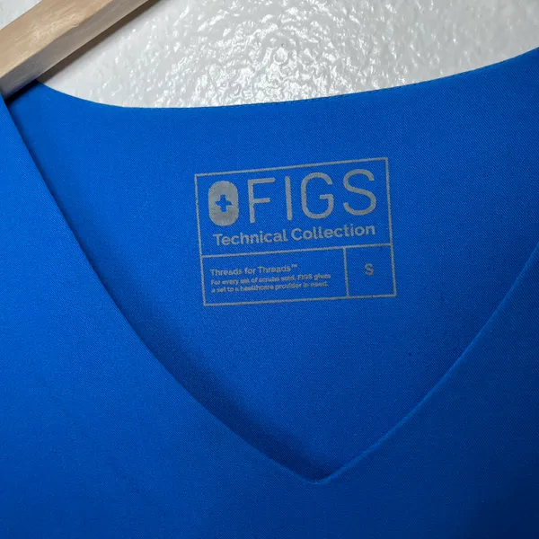 FIGS Womens Technical Collection V-Neck Blue Scrub Top S - Image 6