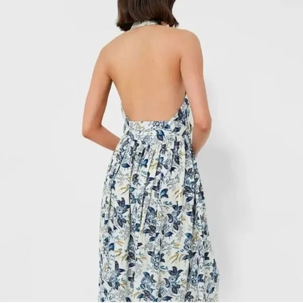 NWT Tuckernuck Lena Midi Dress Size 6 Blue White Floral Belted - Image 5