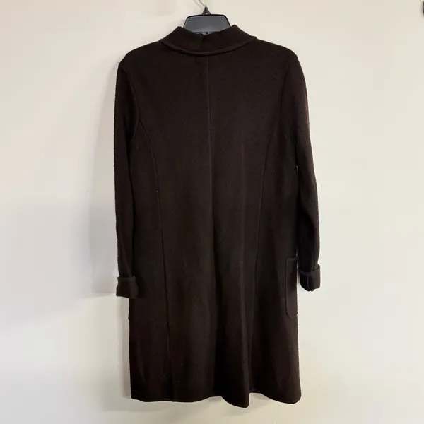Casual Corner Women’s Black 100% Wool Long Pea Coat Vintage Classic Size Medium - Image 2