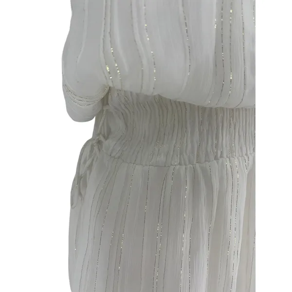 Ramy Brook NWT Lydia White Gold Lurex Smocked Mini‎ Dress XS - Image 6
