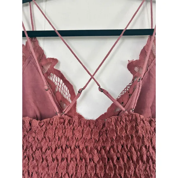 Free People FP One Adella Bralette Lace Boho Crop Top Dusty Rose XS - Image 2