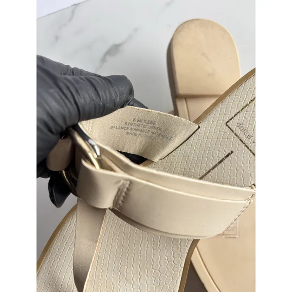 Dolce Vita Ilene Sandals Womens 8.5 Cream Off White Buckle Square Thong Slide - Image 7