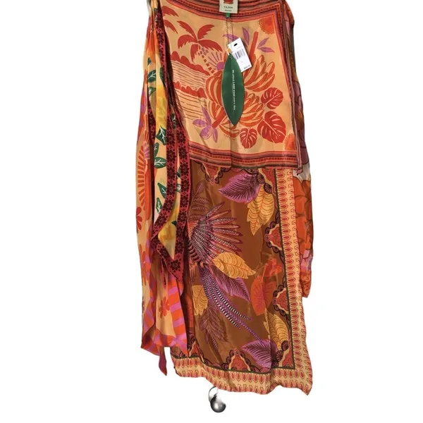 Farm Rio Forest Mixed Scarves Midi Dress Sz Large New - Image 6