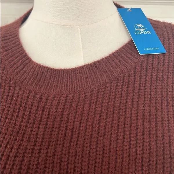 Cupshe Morning Brew Brown Mini Sweater Dress, Size Large, NWT - Image 6