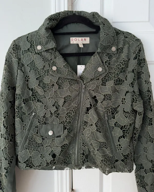 Anthropologie Dolan Lace Moto Jacket, Size M - Image 7