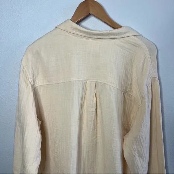 NEW Wilfred Free Sunfaded Apricot Yellow Gauzy Cotton Sail Button Down Shirt - Image 5