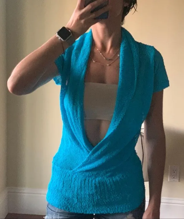 Bebe | Sexy Aqua Blue Knit Top Small - Image 2