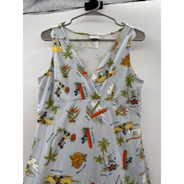 Disney Shopping Mickey Friends Dress Womens L Hawaiian Surfing Tropical Y2K - Image 2