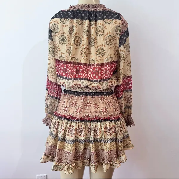 Sky To Moon Chiffon Mini Dress Sz S Long Sleeves Blouson Fit Flare - Image 7