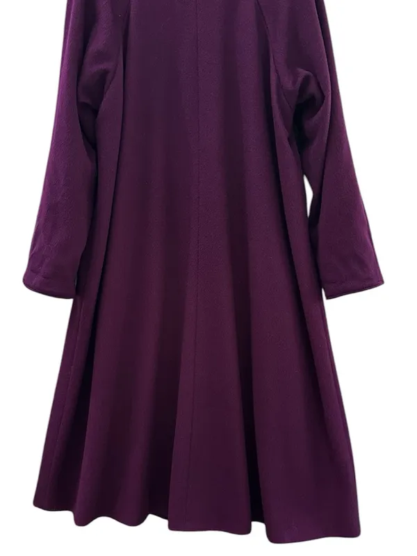 Vintage Casual Corner Purple Wool Long Coat USA Made Trench Scarf Purple Size 8 - Image 9