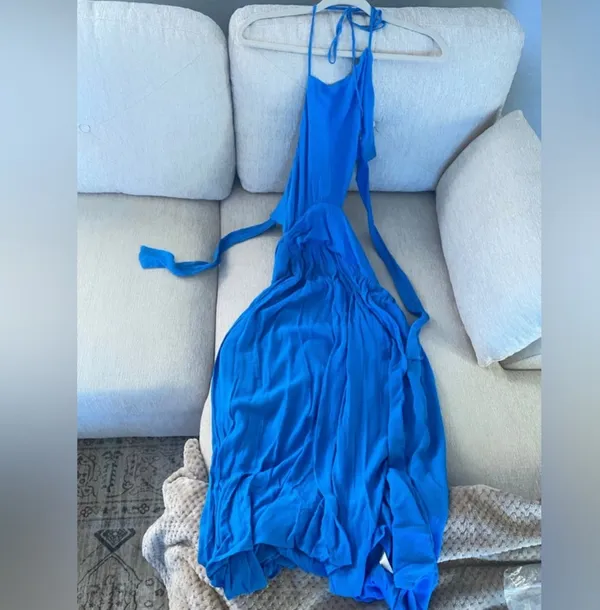 Free People Suki Midi Blue Dress Size Medium - Image 4