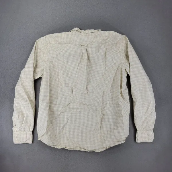 Abercrombie & Fitch Button Down Shirt Women M Tan Micro Check Long Sleeve Cotton - Image 3