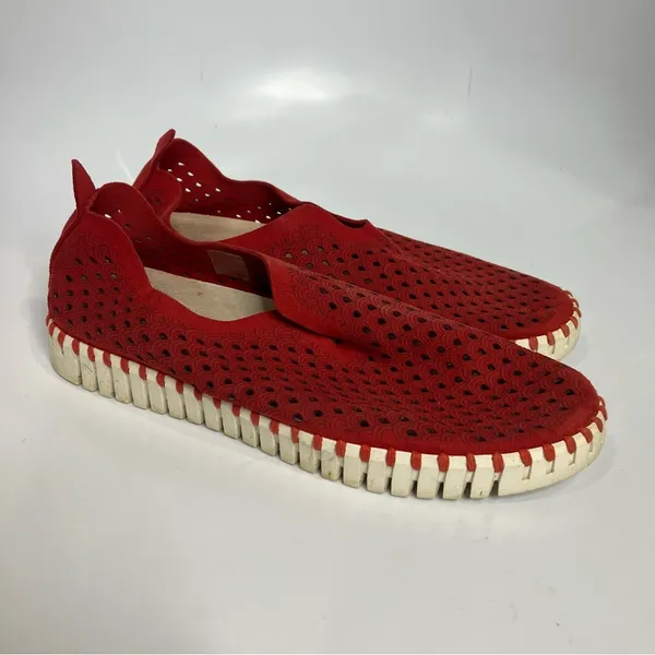 Ilse Jacobsen Tulip 139‎ slip on shoes red leather women’s size 40 - Image 2