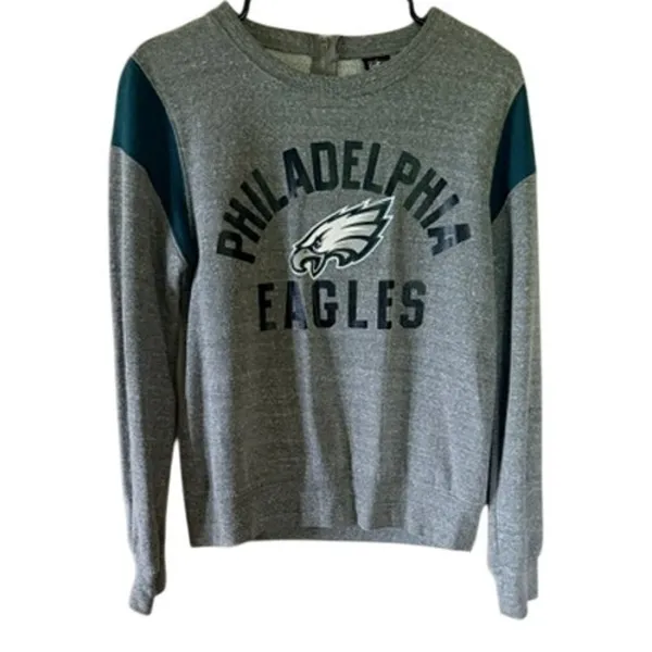 Philadelphia Eagles NFL Team Apparel Women’s Sweatshirt Medium Gray Green - Image 2