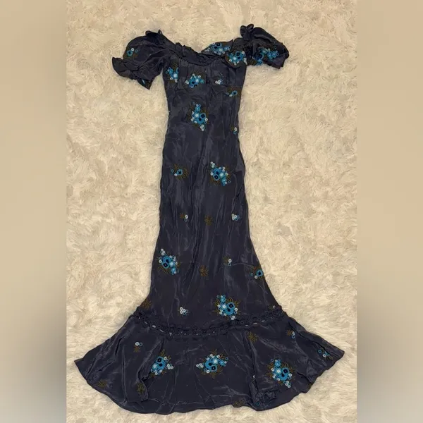 NEW FREE PEOPLE Bali Santa Cruz midi Dress In Blue sz XS - Image 4