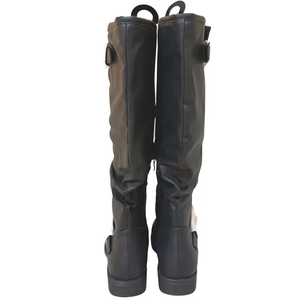 Journey Collection Stormy Boots Black Slouchy Buckle Faux Leather Women Size 9 - Image 3