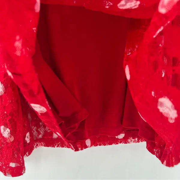 Susan Graver Red Lace White Polka Dot Scoop Neck Tank Sheer Open Cardigan‎ Set - Image 6