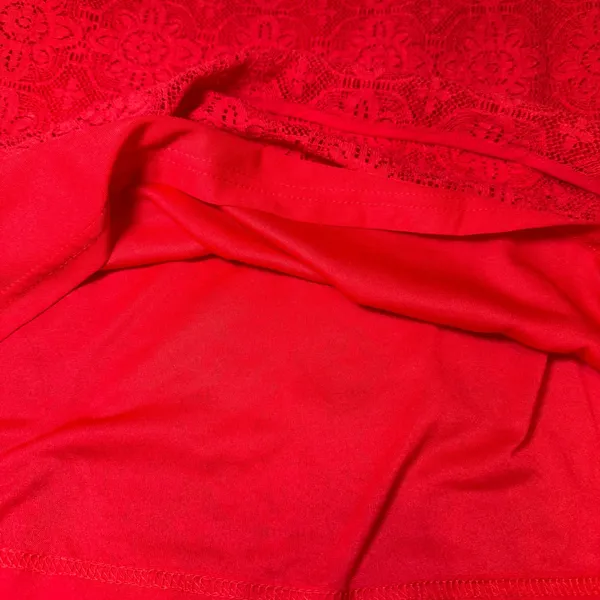 Entro Womens SIze Large Red Lace Tank Top Embroidered Floral Neck Keyhole Boho - Image 11