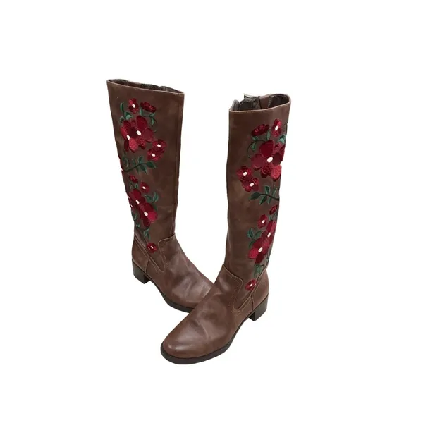 Francesca's High Boots with Floral Design size 7.5 SKU 620 - Image 2