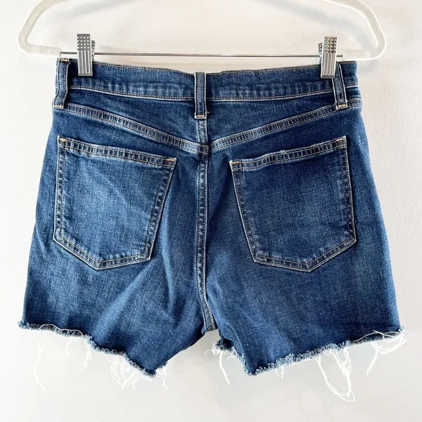 Gap Denim High Waisted Whiskered Frayed Hem Jean Short 4" Blue 28 / 6 - Image 2