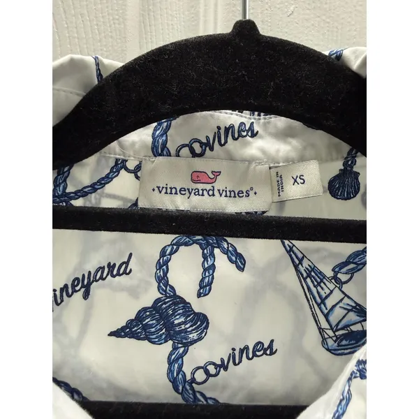 Vineyard Vines Womens White Navy Nautical Rope Shell Print Shift Dress XS‎ - Image 5