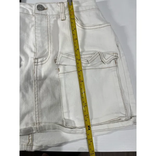 bundle love Tree Denim Cargo white Mini Skirt with Black‎ and blue skirt S Y2K - Image 3